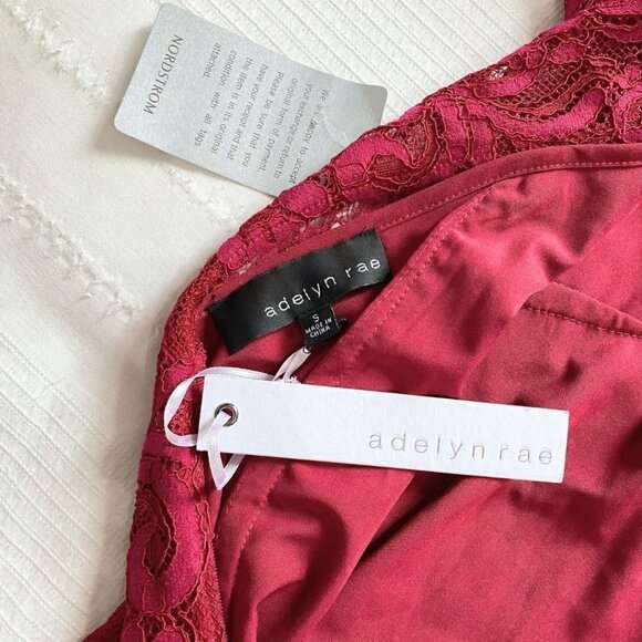 NWT ADELYN RAE RASPBERRY RED TIE NECK LACE LONG SLEEVE COCKTAIL DRESS - S - Picture 7 of 11